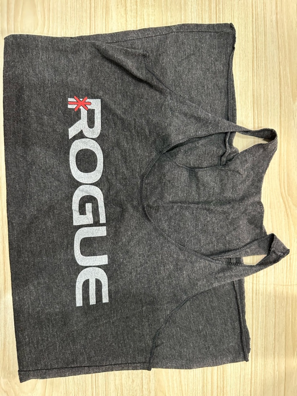 Rogue Dark Heather Gray Tank with White Logo and Red Star